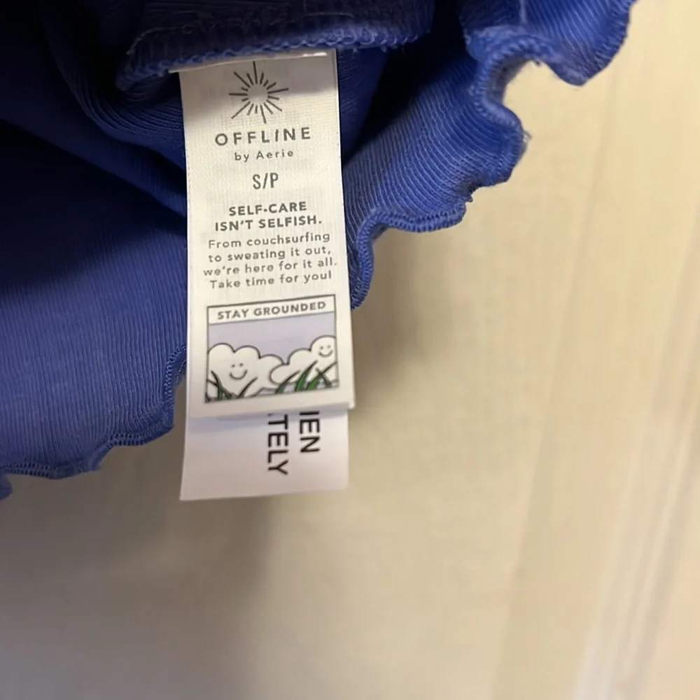 Light Purple Cotton Blend Short Sleeve Crop Top Offline Aerie - Picture 4 of 5